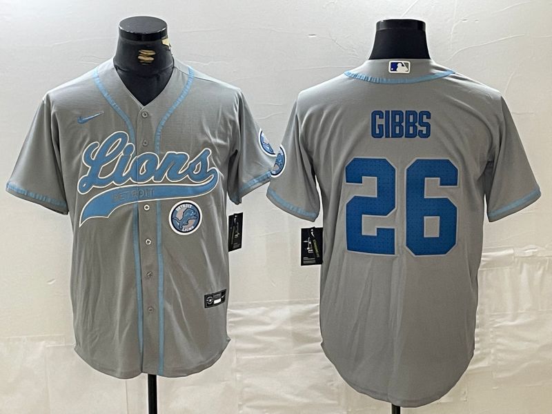 Men Detroit Lions #26 Gibbs Grey Joint Name 2024 Nike Limited NFL Jersey style 6->detroit lions->NFL Jersey